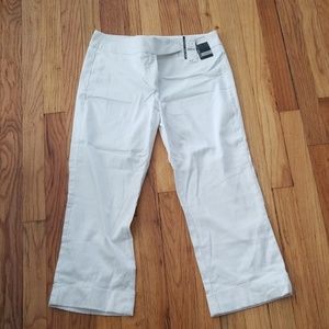 White pinstripe crop pants